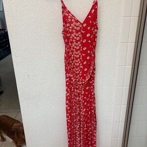 American Eagle Outfitters Red Floral Maxi Dress